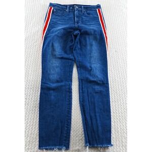 Gap 1969 Womens Jeans Sz 6/28 Stripe True Skinny Red White Blue Distressed Denim
